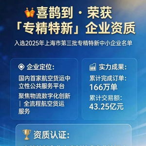喜鵲到斬獲上海市專精特新認(rèn)定，引領(lǐng)智慧空運(yùn)物流新發(fā)展